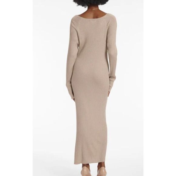 Splendid NWT cashblend tan ribbed long sleeve sweater dress large - Picture 2 of 13